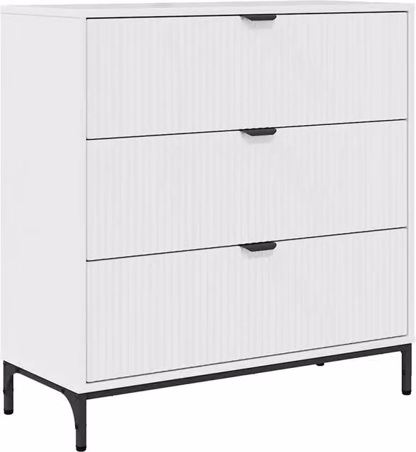 Credenza Buffet Moderno Bianco Lucido in Legno Multistrato L: 79,5 cm, P: 33 cm, H: 82 cm