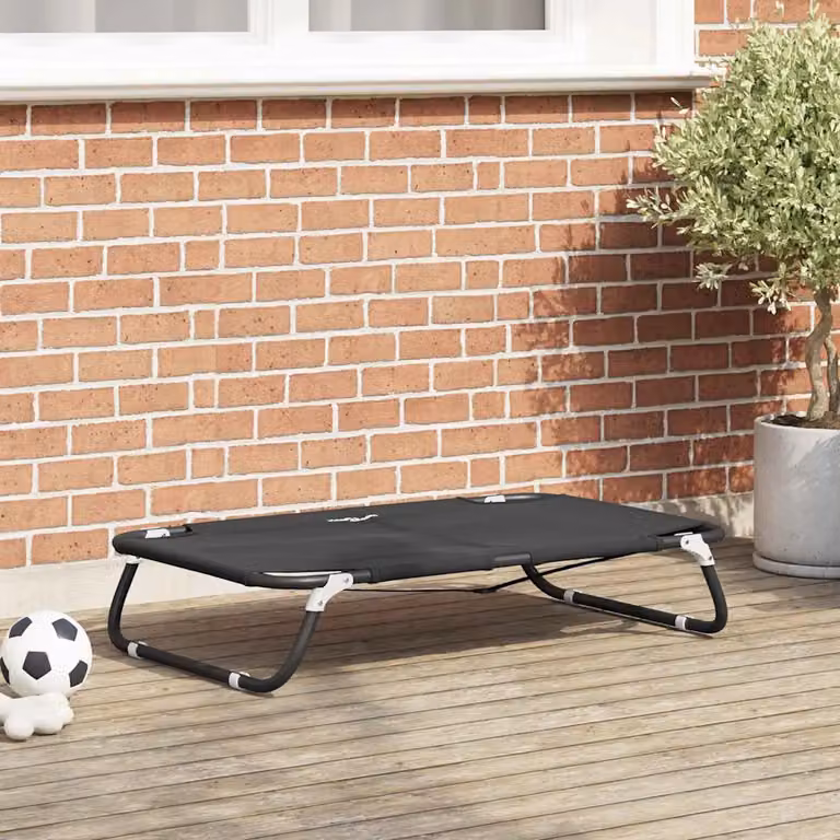 Letto per cani vidaXL in metallo nero con bordo rialzato e base antiscivolo L 90 x P 55 x H 18 cm