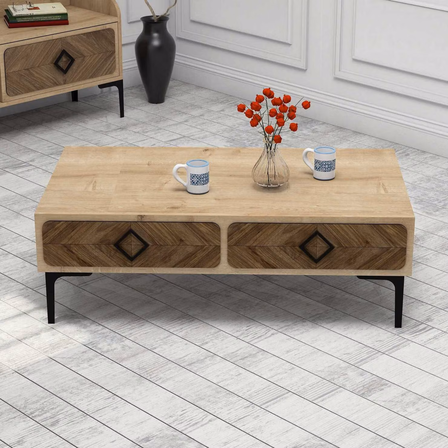 Skye Decor, Samba - Oak, tavolino, rovere, 100% pannelli truciolari rivestiti in melamina, 105 x 60 x 34,6 cm