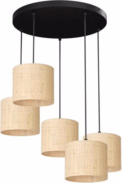 Lampada a sospensione rattan tonda Ø58 crema 5xE27 Luminex