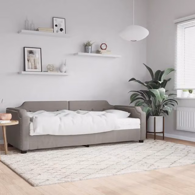 Divano Letto con Materasso Tortora 90x200 cm in Tessuto 3197619