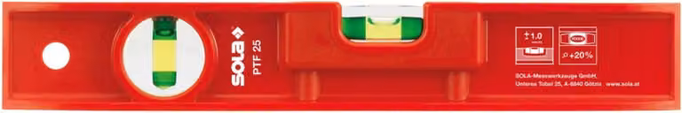 Livella Sola Torpedo PTF-25 (piccola), livella in plastica 2 fiale 25cm