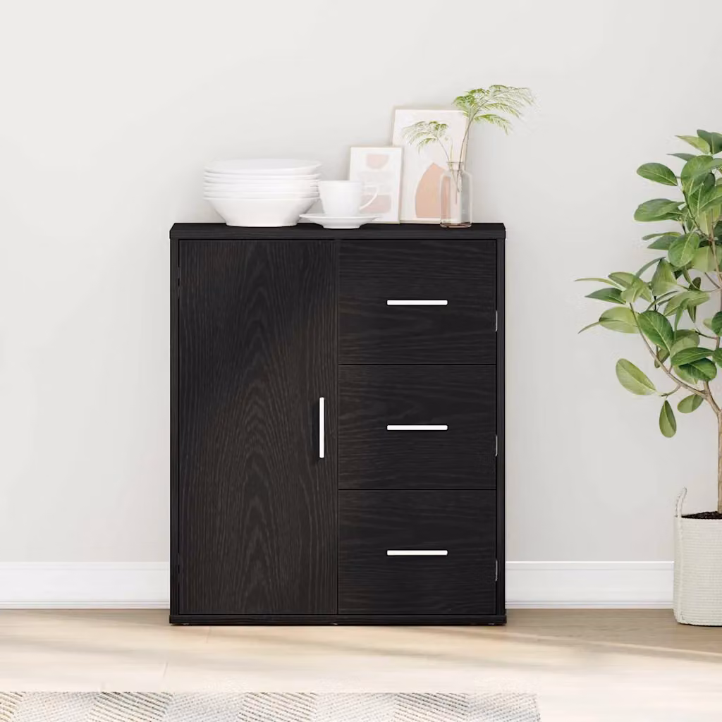 Credenza moderna vidaXL in legno MDF color nero L: 60 cm, P: 31 cm, H: 70 cm