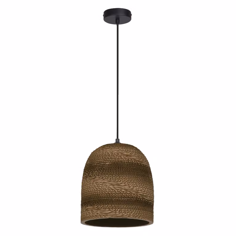 LEDVANCE Decor Cardboard Ball Bell lampada a sospensione marrone in cartone ondulato, E27, diametro 260 mm, paralume in materiale riciclato, sostenibile grazie alla sorgente luminosa sostituibile, facile installazione