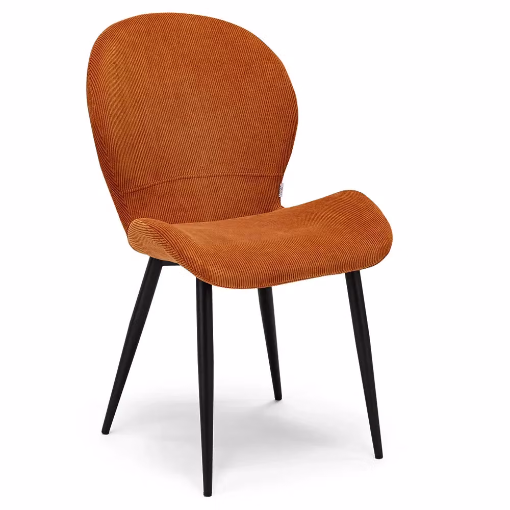Set di 2 sedie imbottite per sala da pranzo e cucina Redokasa, design moderno con gambe coniche in metallo, rivestimento in tessuto idrorepellente colore rosso arancio – 2