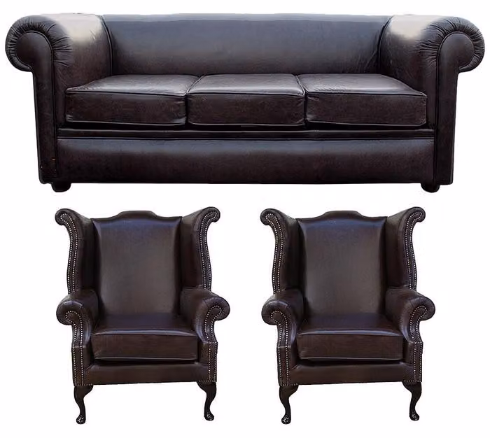 Chesterfield Sofagarnitur Leder Chesterfield Komplett Set Sofa Couch 433
