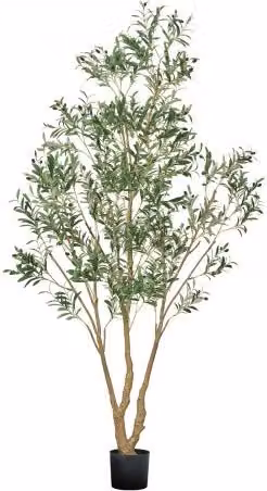 Albero di Ulivo Artificiale VEVOR con Tronco in Legno Naturale e Foglie Verdi, Altezza: 243,8 cm