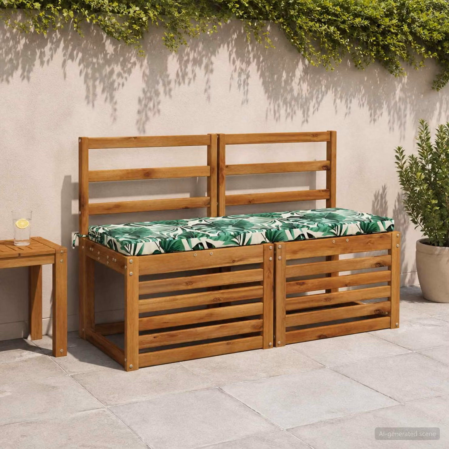 Cuscino per panchina vidaXL SOEST rettangolare verde con motivo a foglie in poliestere e imbottitura in schiuma, resistente ai raggi UV e con rivestimento rimovibile
