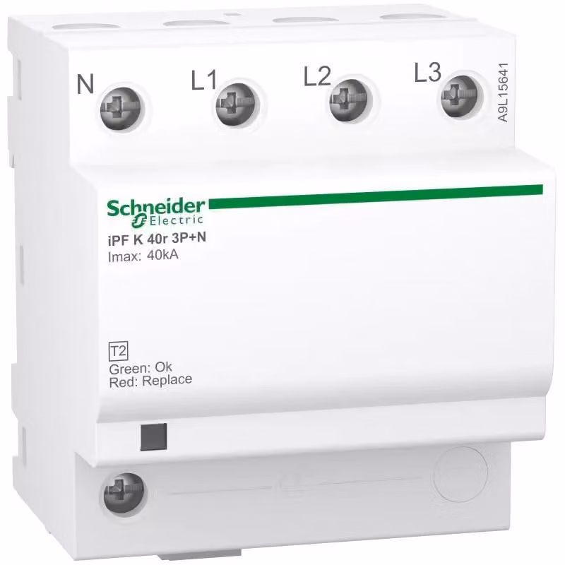 Scaricatore di sovratensione Schneider Electric iPF K 40, tipo 2, 3P+N, Imax 40 kA, In 15 kA, TT + TN-S, contatto FM A9L15641