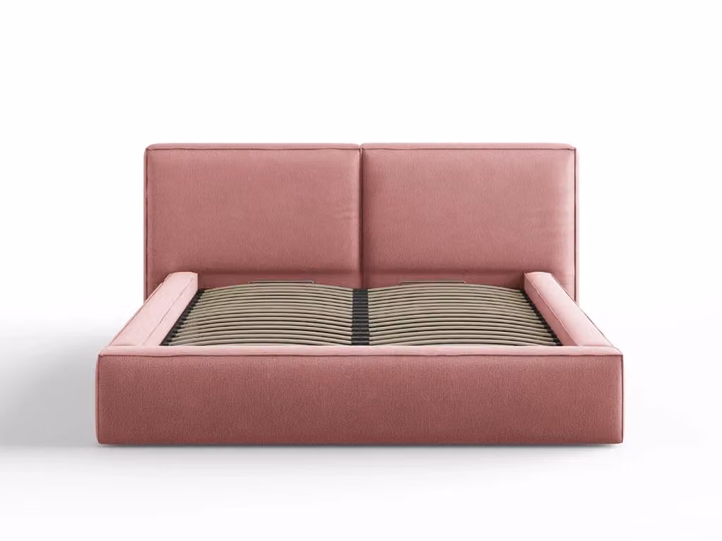 Letto con cassettone e testiera doppia Arendal di Cosmopolitan Design in tessuto rosa L/P/H: 160 x 200 x 118 cm – 2