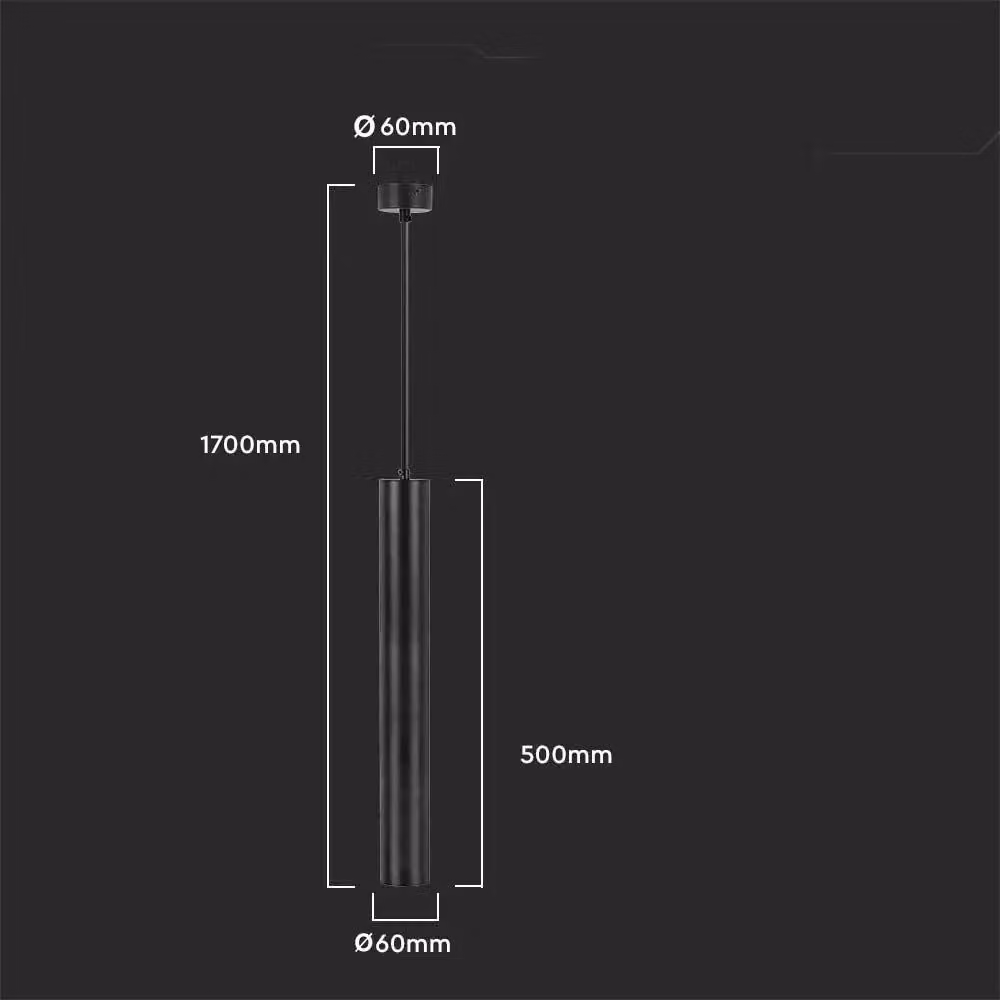 V-TAC VT-976 Lampadario led portafaretto pendente a sospensione GU10 in alluminio nero D:60*500MM - sku 6687