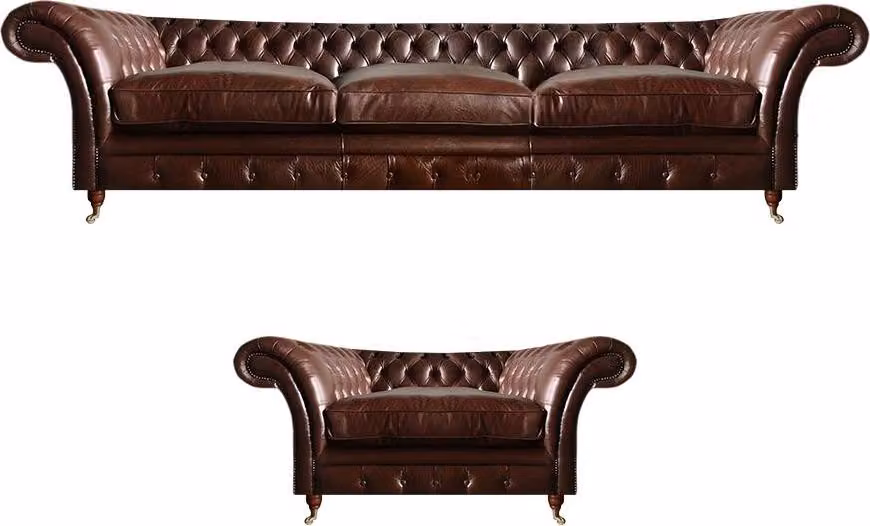 Chesterfield Sofagarnitur 2tlg Set Polster Möbel Set 3+1 Couchen Sitzgruppe