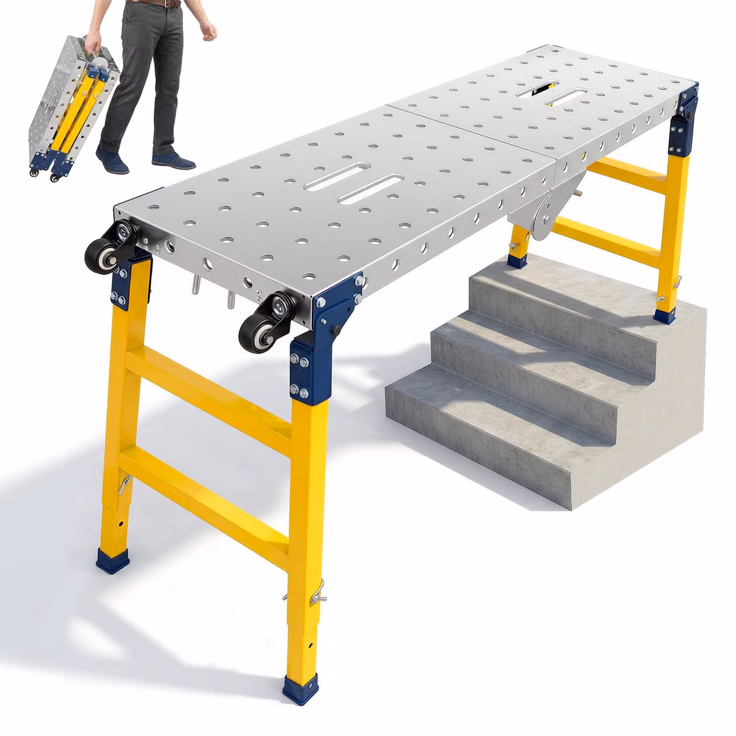 Solidchoice - Piattaforma di lavoro portatile con altezza regolabile, 120x36 cm