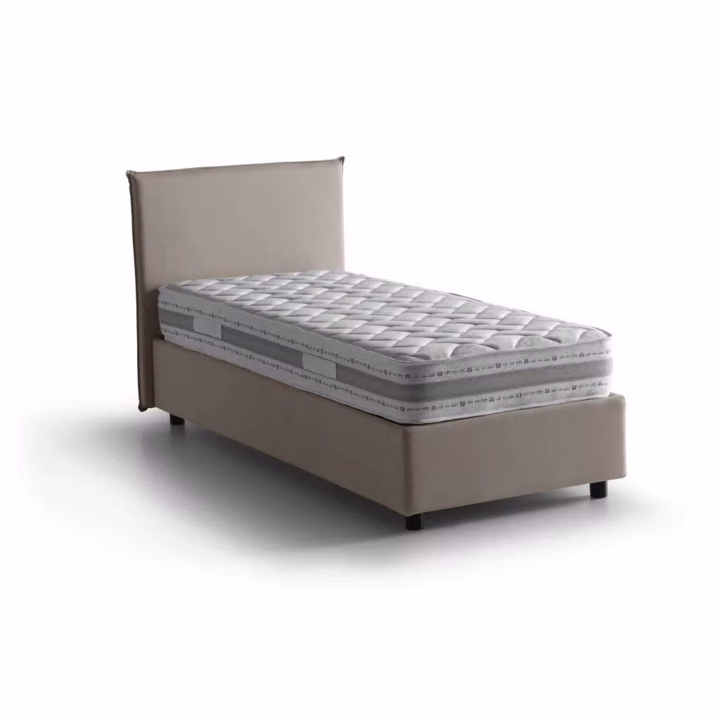 Letto Singolo Boudicca Talamo Italia con Materasso in Schiuma e Base Contenitore Alzabile, Grigio, 80x200 cm – 2