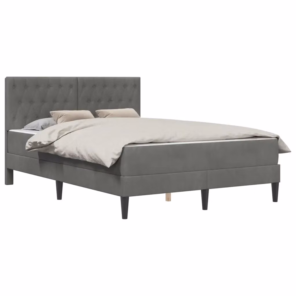 Struttura letto moderna vidaXL in velluto grigio con materasso L 120 x P 200 cm – 2