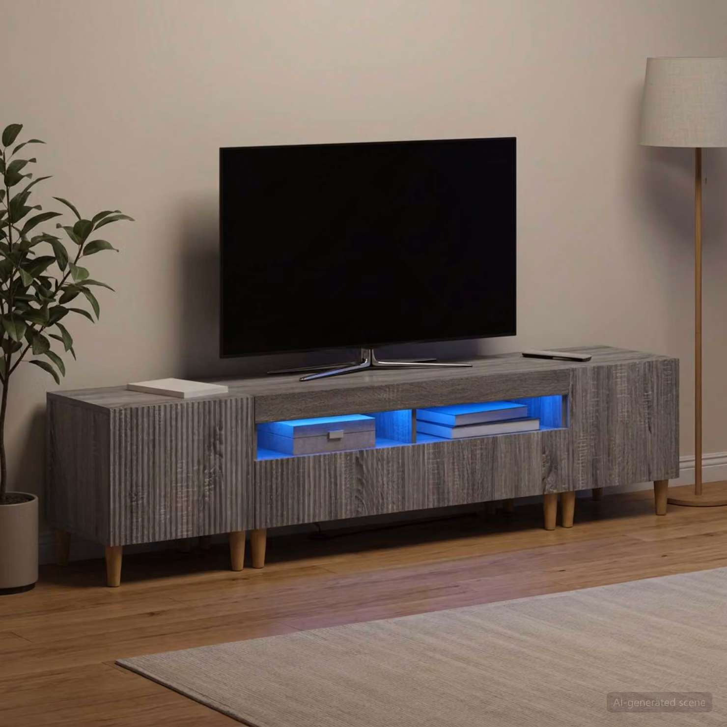 Mobile TV LED ARNHEM vidaXL, set da 3 pezzi in legno MDF, colore Sonoma grigio con illuminazione integrata per soggiorno
