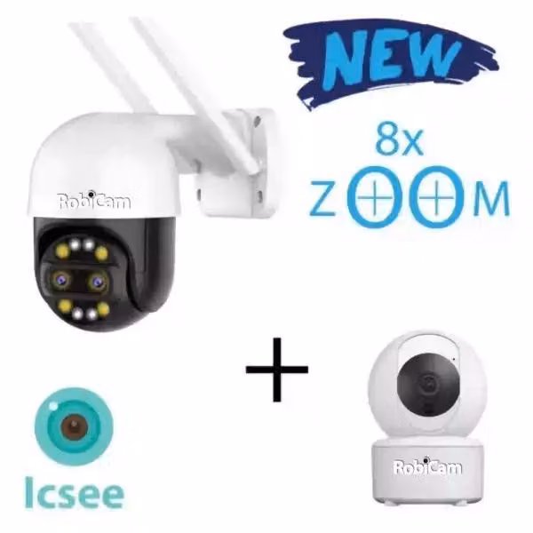 Kit telecamera da esterno e interno, iCSee, doppia lente, R7 1+1