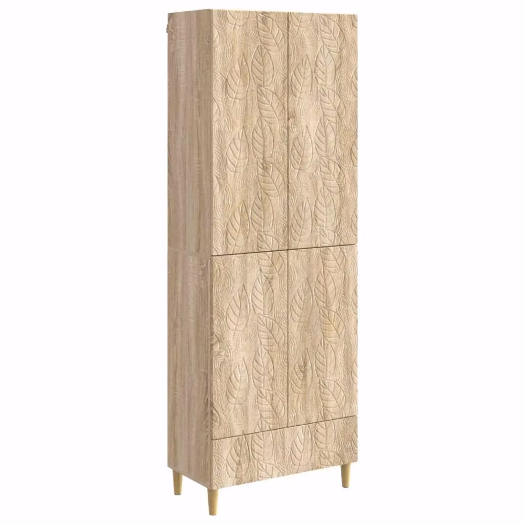 Set di 2 armadi moderni vidaXL in legno e MDF color rovere con illuminazione integrata e cassetti interni – 2