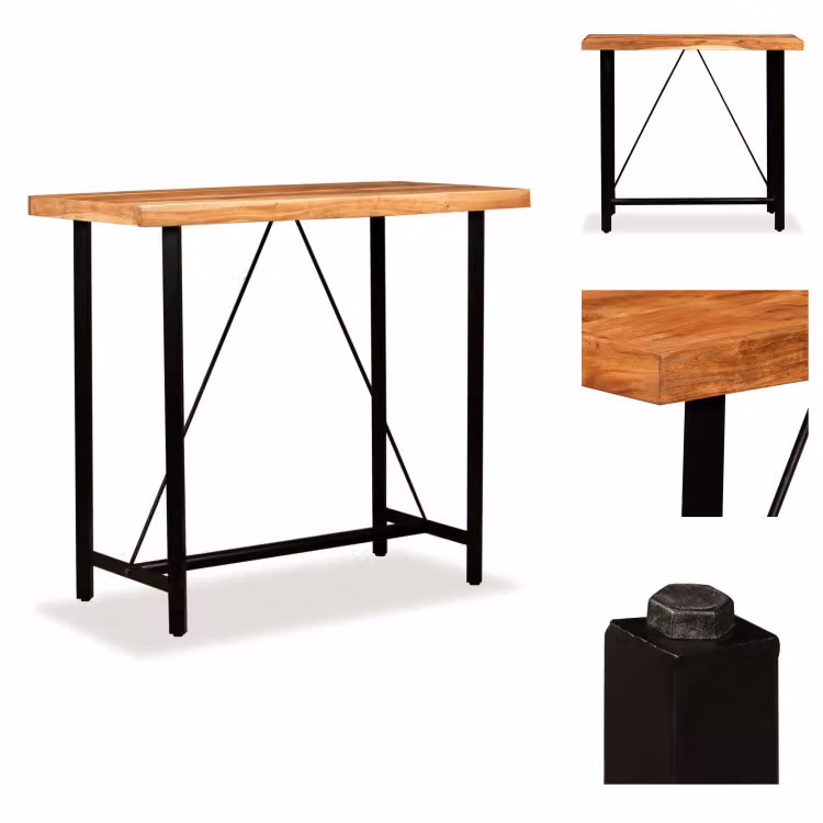 vidaXL Tavolo da bar in legno massiccio di acacia 120 x 60 x 107 cm - Tavoli da pranzo