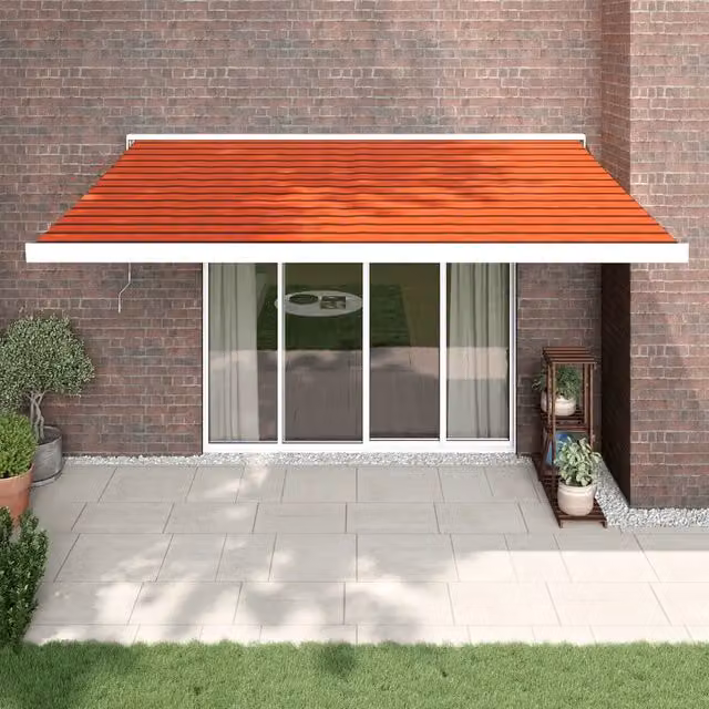 Tenda retrattile vidaxl con bracci pieghevoli in alluminio e tessuto in poliestere, colore arancione e marrone, L: 450 cm, P: 300 cm