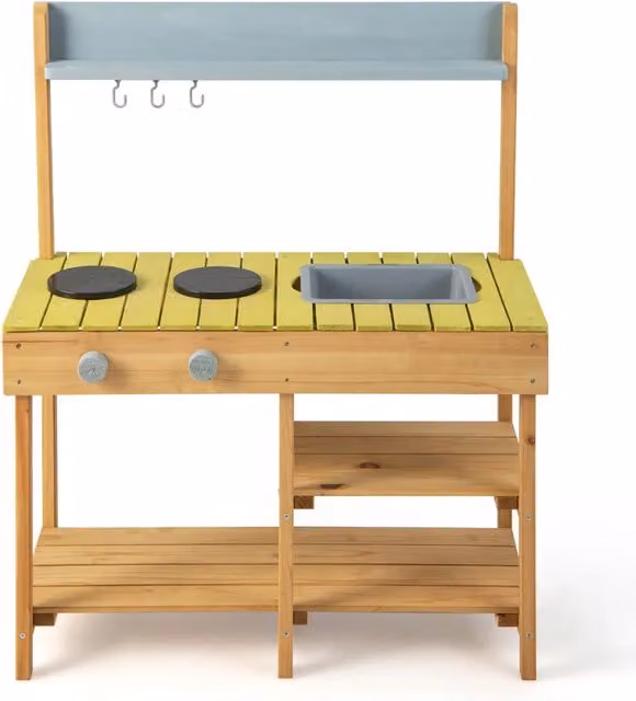 Cucina giocattolo per bambini in legno e plastica con 2 fuochi e lavello, multicolore, L: 75 cm, P: 35 cm, H: 92 cm