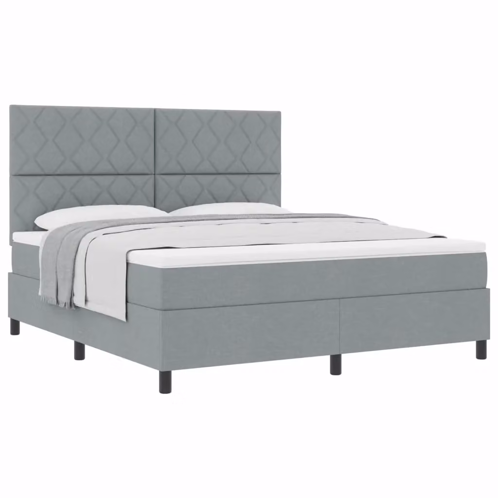 Letto a molle con testiera vidaXL in tessuto grigio L/P: 180 x 200 cm – 2