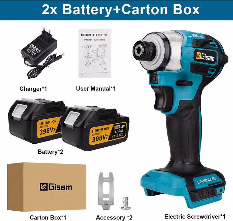 Avvitatore a impatto a batteria - Senza spazzole 18 V - Coppia 688 Nm - 2 batterie incluse - Senza fili - Rosso