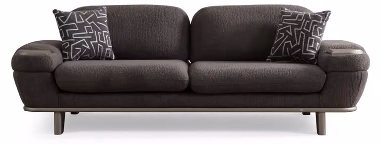 Brauner Dreisitzer Wohnzimmer Polstersofa Designer Textilcouch