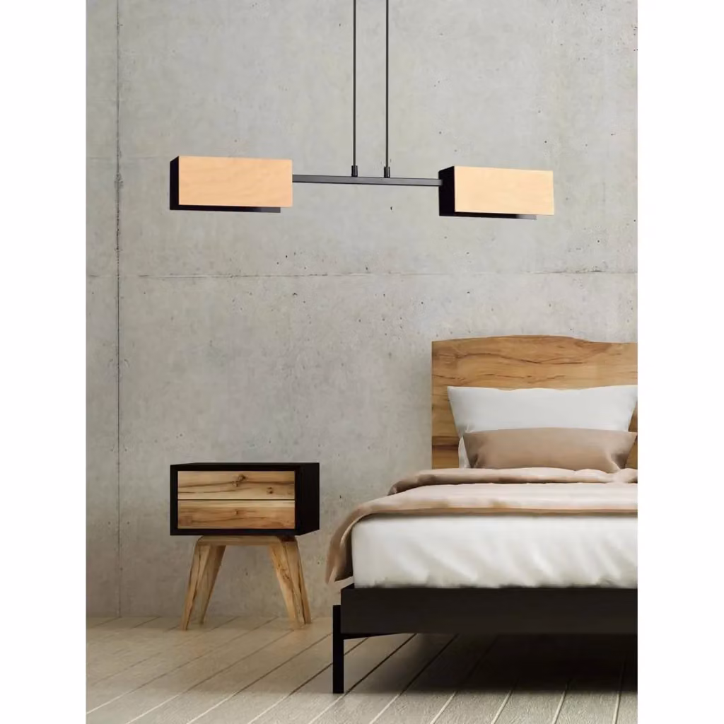 Lampadario a sospensione minimalista Luceart-Classic Potter in acciaio inossidabile nero con 2 luci E27 – 2
