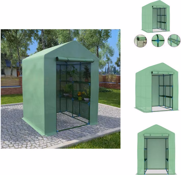 vidaXL Serra con ripiani in acciaio 143x143x195 cm - Serre