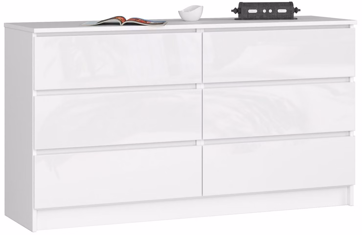 Comò K140 6 cassetti bianco lucido stile e funzionalità