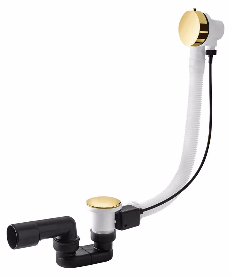 Troppo pieno per vasca da bagno con scarico automatico, modello 70 MINIMALISTA, 70 cm, finitura oro
