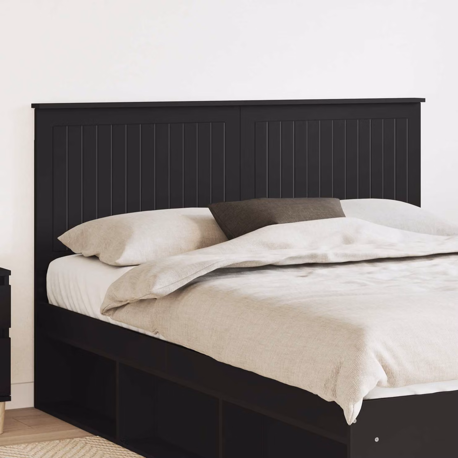 Testiera per letto moderna vidaXL in legno ingegnerizzato nero opaco