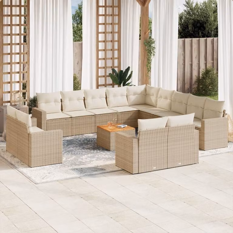 Maison Exclusive - Set Divani da Giardino 14pz con Cuscini in Polyrattan Beige