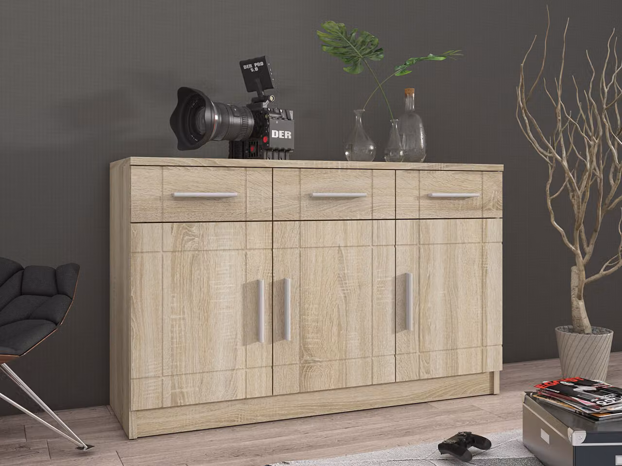 Cassettiera combinata KILEEN - rovere sonoma