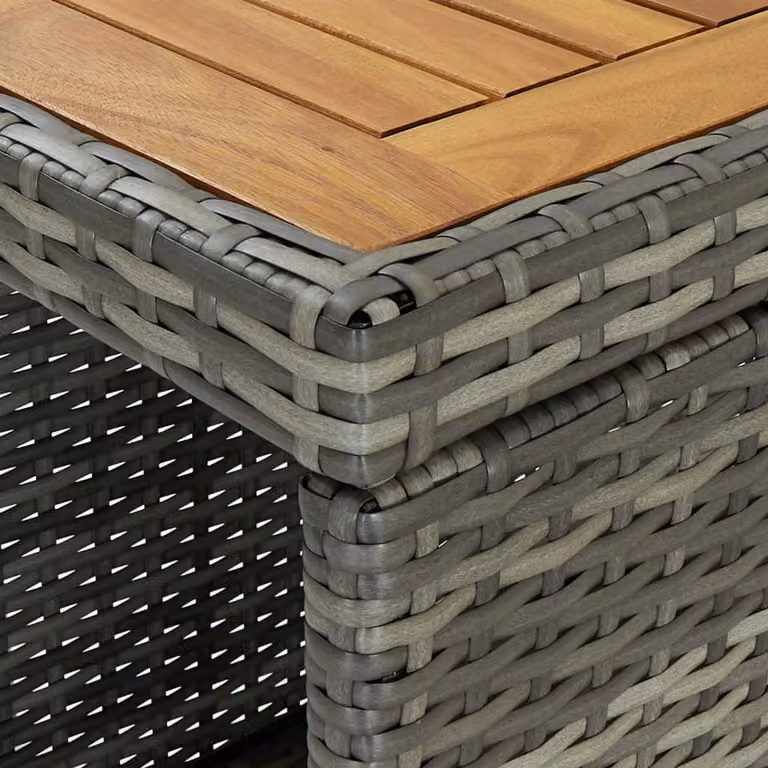 vidaXL Tavolo da bar con ripiano grigio 120x60x110 cm in poly rattan