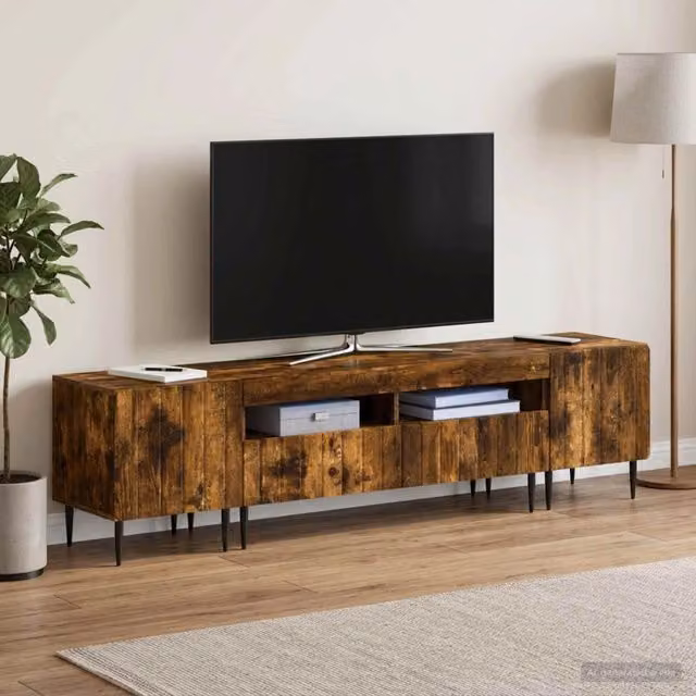 Mobile TV LED a 3 pezzi ZWOLLE Rovere Fumo Legno ingegnerizzato 3416521
