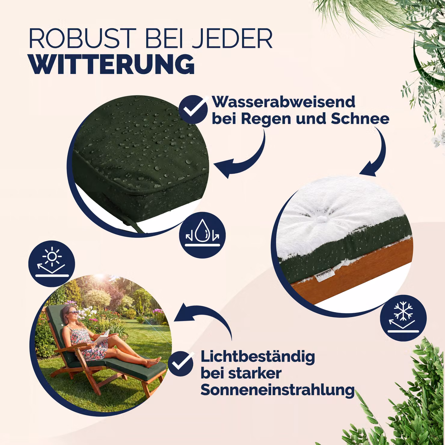 Materassino per sdraio rettangolare verde in poliestere idrorepellente Detex® L: 184,5 cm, L: 43 cm – 3