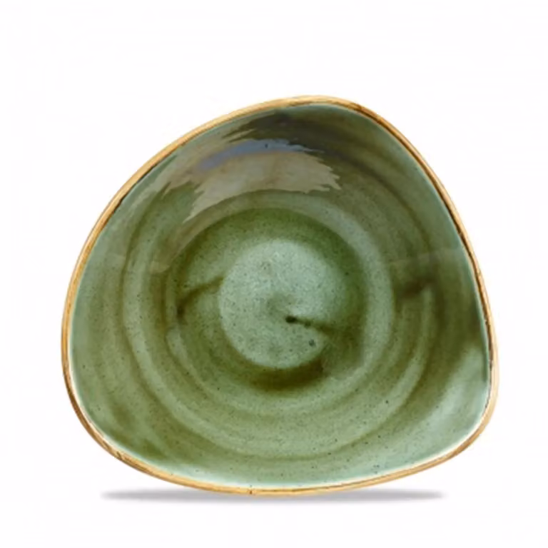 Piatto fondo triangolare in porcellana verde stone, diam. 15cm, 12 pezzi