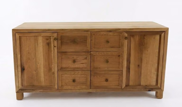 Mobile contenitore color noce scuro, design per soggiorno, credenza. Eleganti mobili in legno
