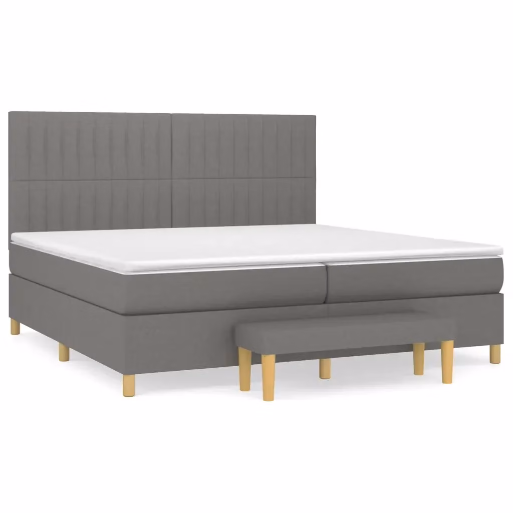 Letto Ibrido Moderno vidaXL con Materasso a Molle Grigio e Bianco L: 200 cm, P: 200 cm, H: 128 cm – 2