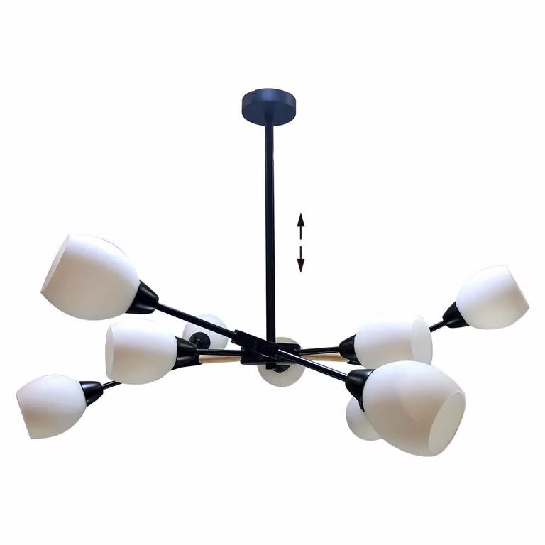 Plafoniera CITTERIO 9xE14/40W Ø80cm metallo/legno/vetro dimmerabile regolabile in altezza