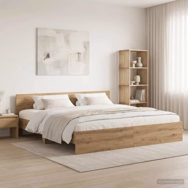 Struttura letto con testata Rovere Artigianale 200 x 200 cm 3445769