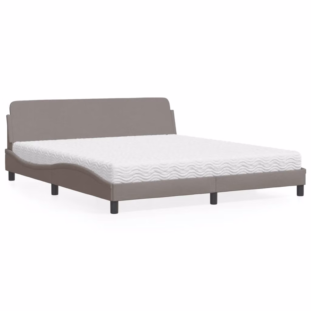 Letto con Materasso Dover vidaXL in Tessuto Tortora L 180 x P 200 cm – 1