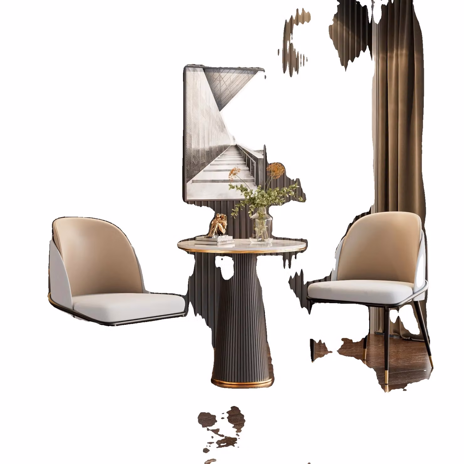 Sedie da pranzo, rivestite in ecopelle, design moderno, beige bianco grigio