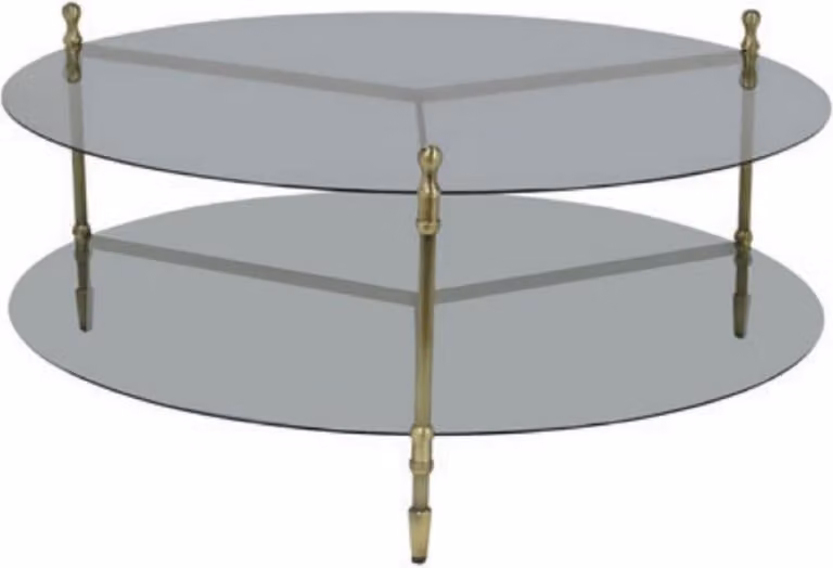 Tavolino Casa Padrino oro/grigio Ø 120 x h. 51 cm - Tavolo rotondo da salotto con piano in vetro - Mobili da salotto - Mobili per hotel - Mobili - Arredamento