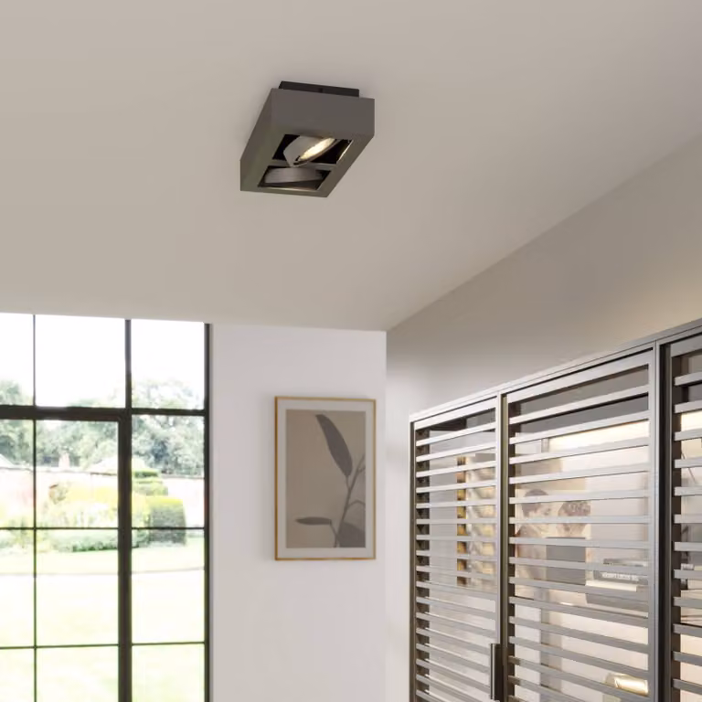 Plafoniera soffitto Ronka Arcchio, dimmerabile, Nero, Soggiorno / Sala da pranzo, Alluminio, Moderno, Plafoniera