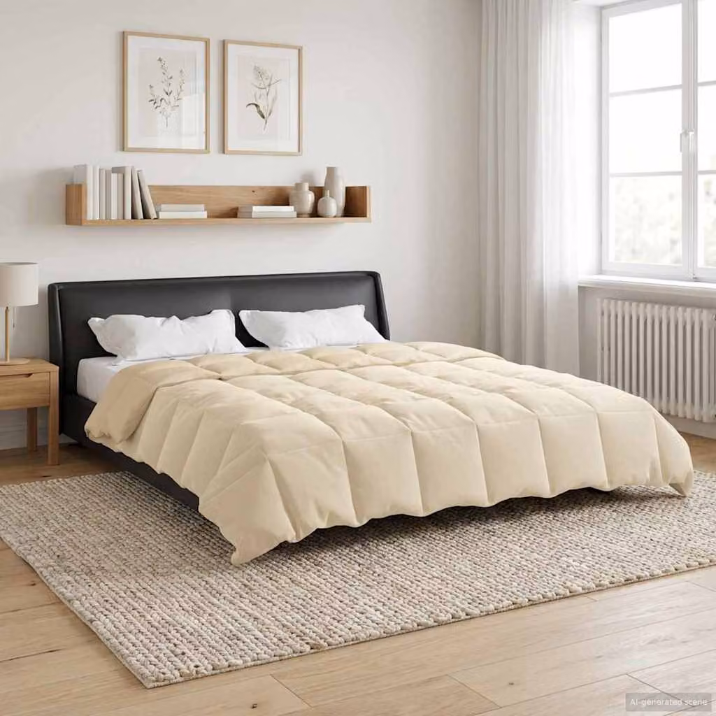 Piumone Completo Annuale 4 Stagioni vidaXL in Microfibra Reversibile e Traspirante, Beige, 200 x 200 cm