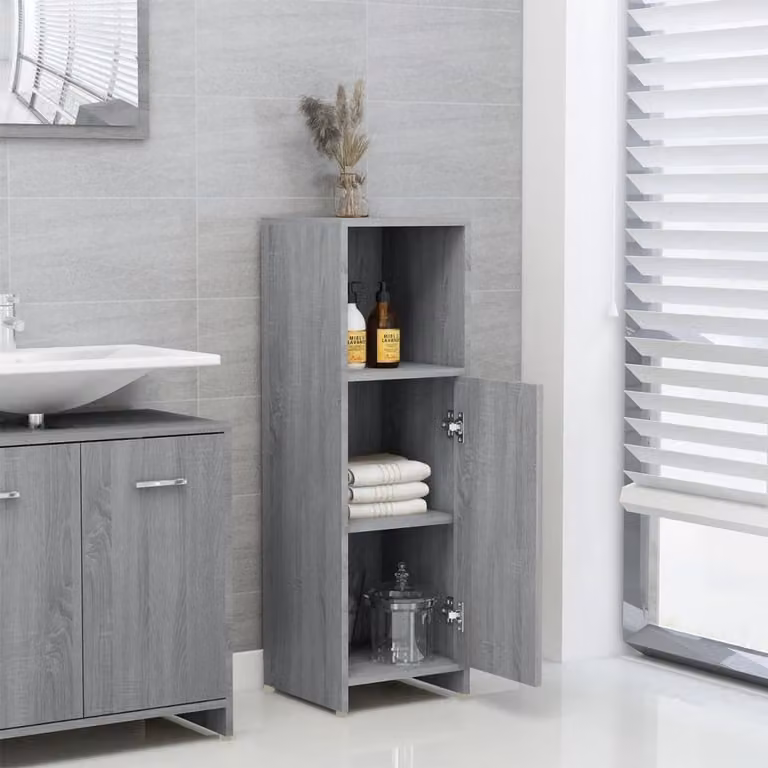 Armadietto da bagno sospeso vidaXL in legno MDF grigio moderno L/P/H: 30 x 30 x 95 cm