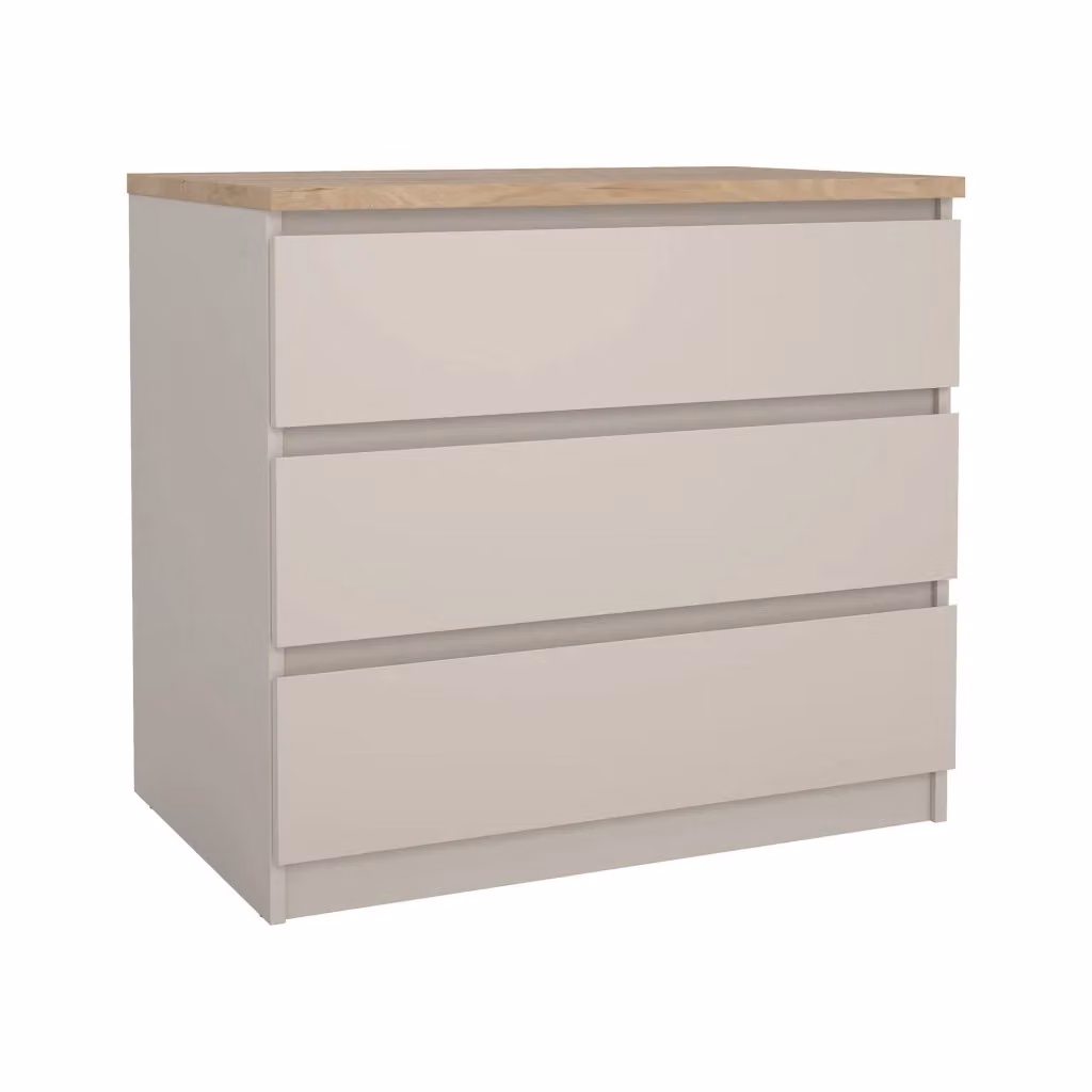 Cassettiera DMORA Beige con 3 cassetti in metallo per camera da letto o soggiorno L: 77 cm, P: 50 cm, H: 70 cm – 2